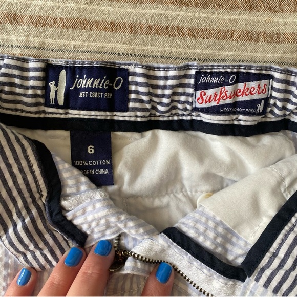 Johnnie-O Blue White Stripe Seersucker Surfsucker Shorts 6 - Picture 10 of 12